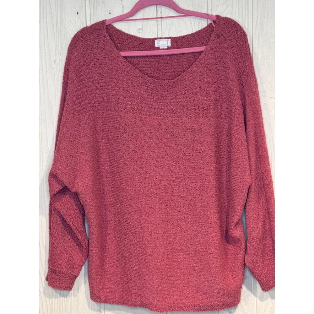 Caslon Long Sleeve Scoop Neck Burnt Orange Sweater 1X